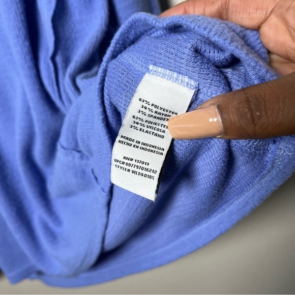 Wildfox Womn Sweatshirt Sweater XL periwinkle Blue VNeck Long Sleeve Waffle Knit - Picture 4 of 7